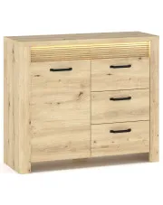 Komoda z 3 szufladami i podświetleniem LED dąb artisan  - Fienna 3X w sklepie Edinos.pl