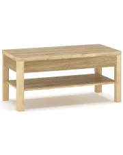 Prostokątna ryflowana ława z półką dąb artisan - Fienna 5X w sklepie Edinos.pl