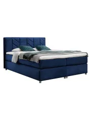 Granatowe welurowe łóżko pikowane 5 rozmiarów - Ferlevio w sklepie Edinos.pl