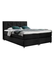 Czarne łóżko z pikowanym zagłówkiem 5 rozmiarów - Ferlevio w sklepie Edinos.pl