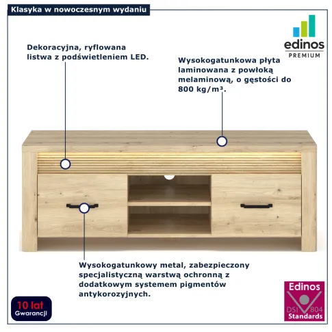 Szafka RTV z led Fienna 10X dąb artisan