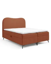 Pomarańczowe tapicerowane łózko kontynentalne - Aurellia w sklepie Edinos.pl