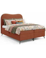 Pomarańczowe tapicerowane łózko kontynentalne 5 rozmiarów - Aurellia w sklepie Edinos.pl
