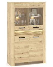 Niska witryna z ryflowaną listwą led dąb artisan - Fienna 12X w sklepie Edinos.pl