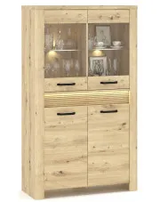 Niska witryna z ryflowaną listwą led dąb artisan - Fienna 12X w sklepie Edinos.pl