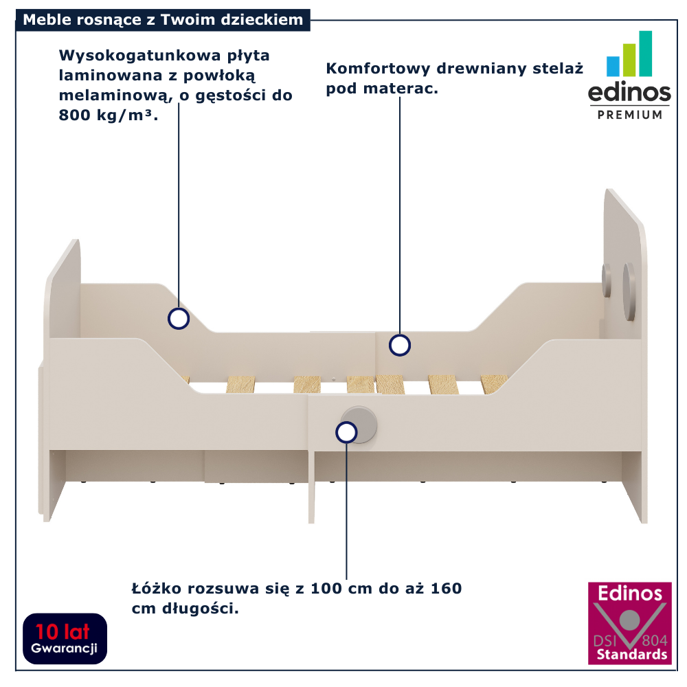 Kaszmirowe łóżko rosnące z dzieckiem Alio 4X