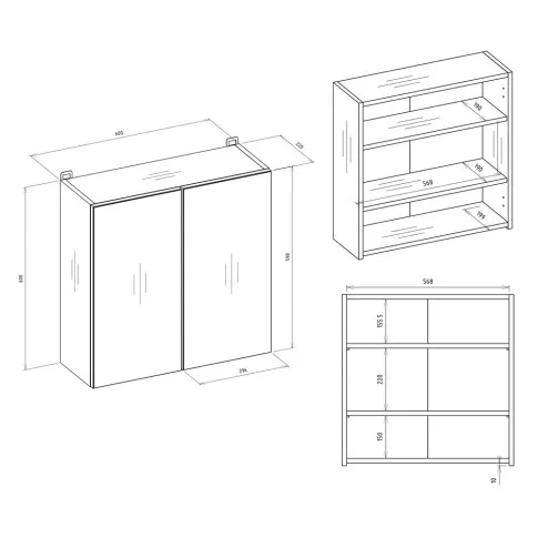 wymiary podwójnej szafki do łazienki Erosa 4X
