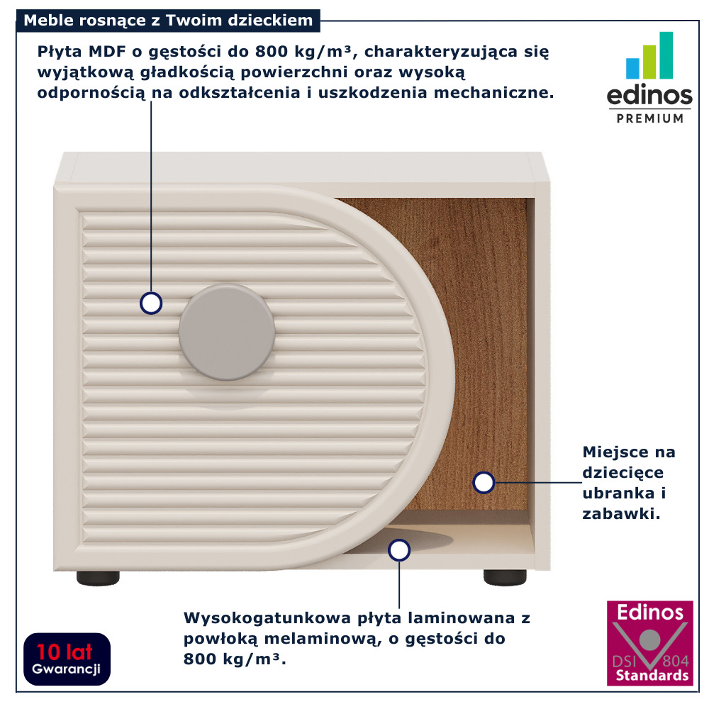 Niska szafka modułowa ryflowana dla dzieci Alio 10X kaszmir