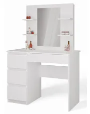 Biała lewostronna toaletka z lustrem i regałem - Lavoxo 4X w sklepie Edinos.pl