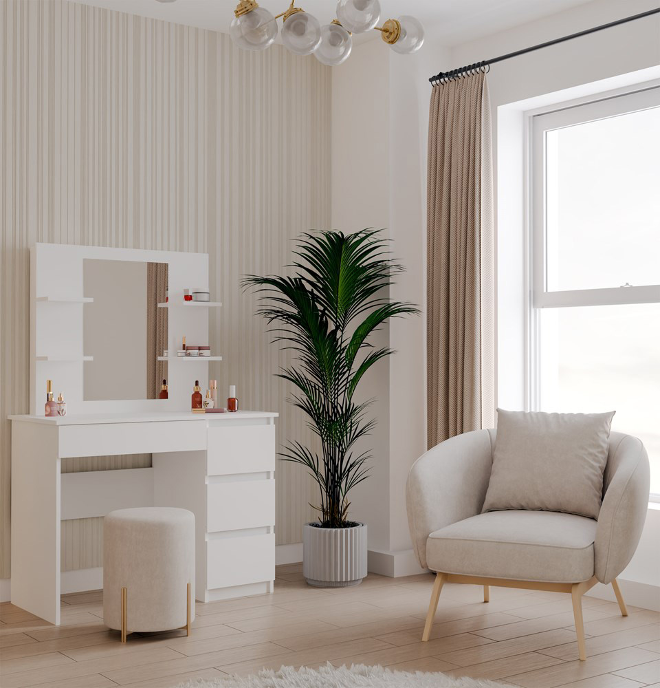 wizualizacja toaletki w sypialni