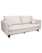 Beżowa sztruksowa kanapa rozkładana z pojemnikiem - Ferisso w sklepie Edinos.pl