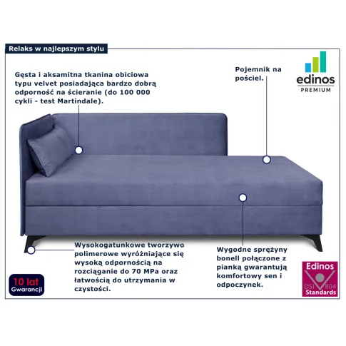 Niebieskoszary tapczan młodzieżowy Finito