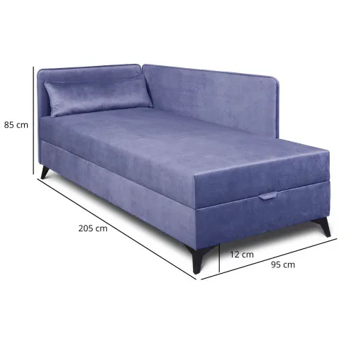 Wymiary niebieskoszarego tapczanu Finito