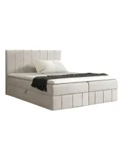Kremowe welurowe łóżko z pojemnikiem 5 rozmiarów - Elarivo w sklepie Edinos.pl