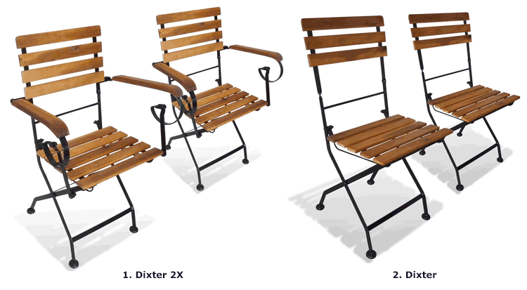 Składane krzesła tarasowe z drewna i stali Dixter
