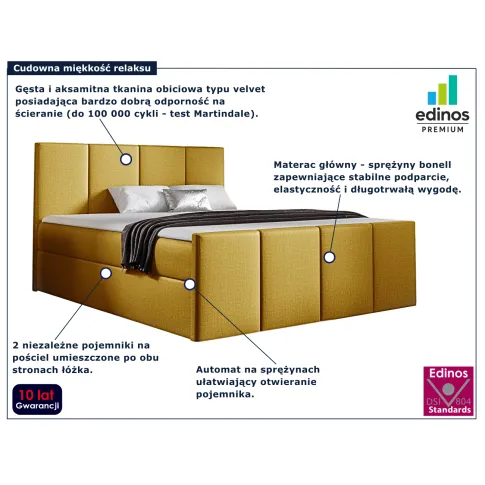 Musztardowe łóżko kontynentalne Meravino