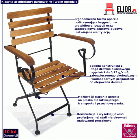 Fotografia Składane krzesła tarasowe Etna 2X - 2 szt. z kategorii Meble ogrodowe