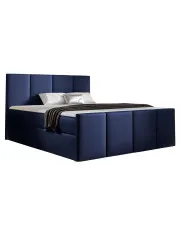 Granatowe welurowe łóżko kontynentalne 5 rozmiarów - Meravino 3X w sklepie Edinos.pl