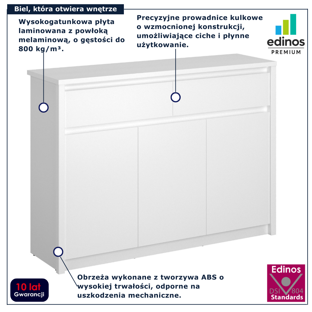 Duża biała komoda do przechowywania Sierra 5X