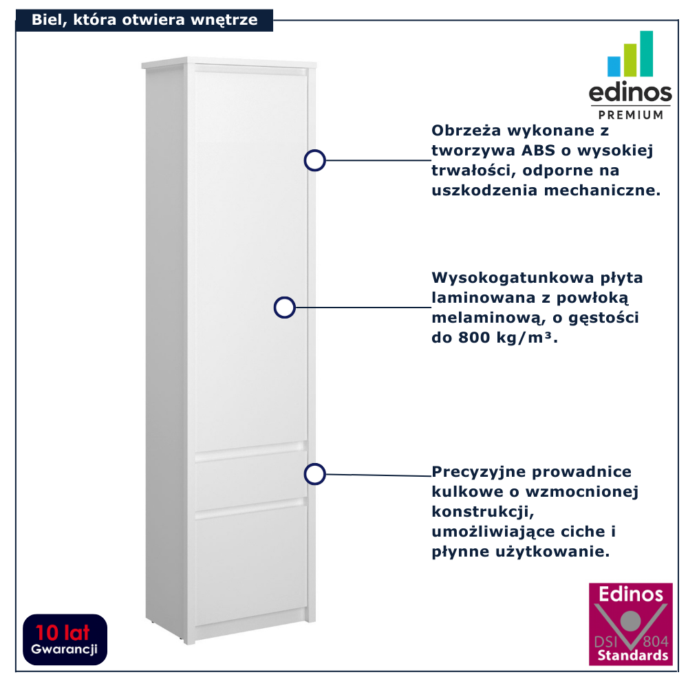 Biały regał słupek w stylu skandynawskim Sierra 10X