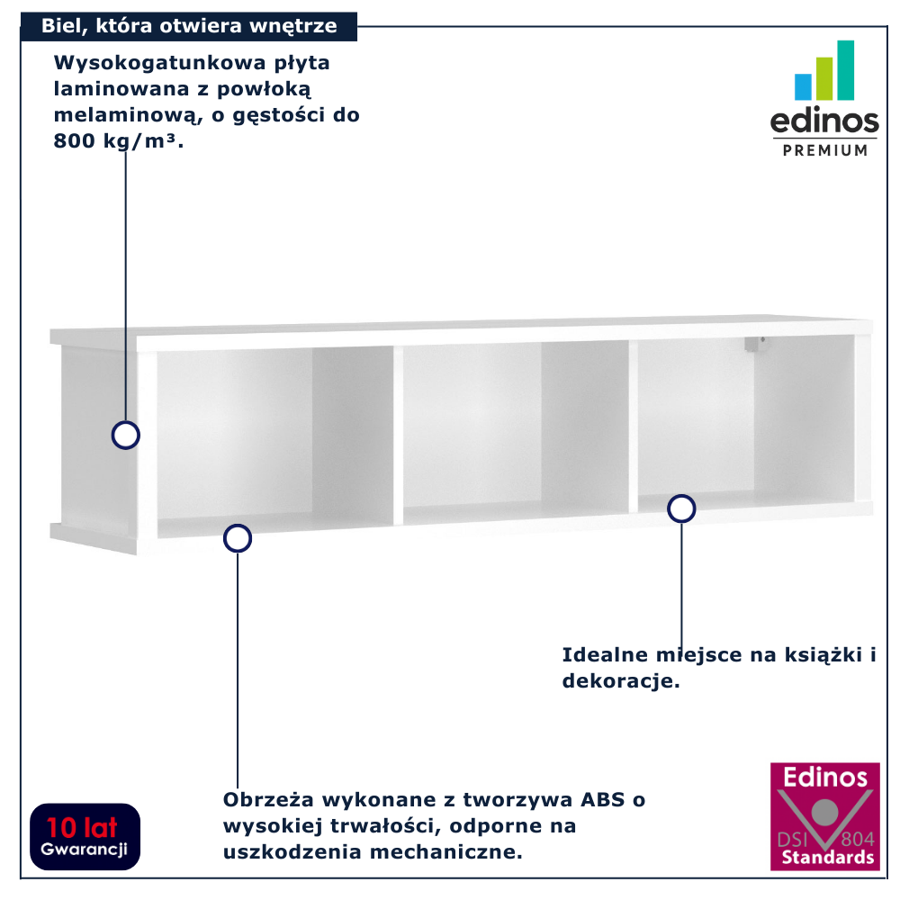 Biały regał wiszący w stylu skandynawskim Sierra 12X