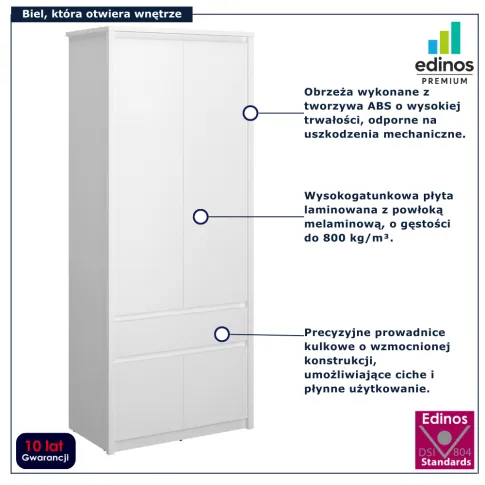 Skandynawska szafa dwudrzwiowa do sypialni Sierra 14X