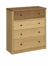 Loftowa komoda z 4 szufladami dąb cremona + dąb lefkas - Sevisso 4X w sklepie Edinos.pl