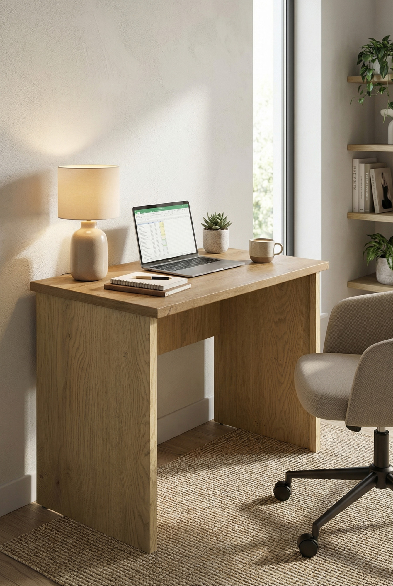 Wizualizacja z wykorzystaniem biurka Sevisso 6X dąb cremona + dąb lefkas