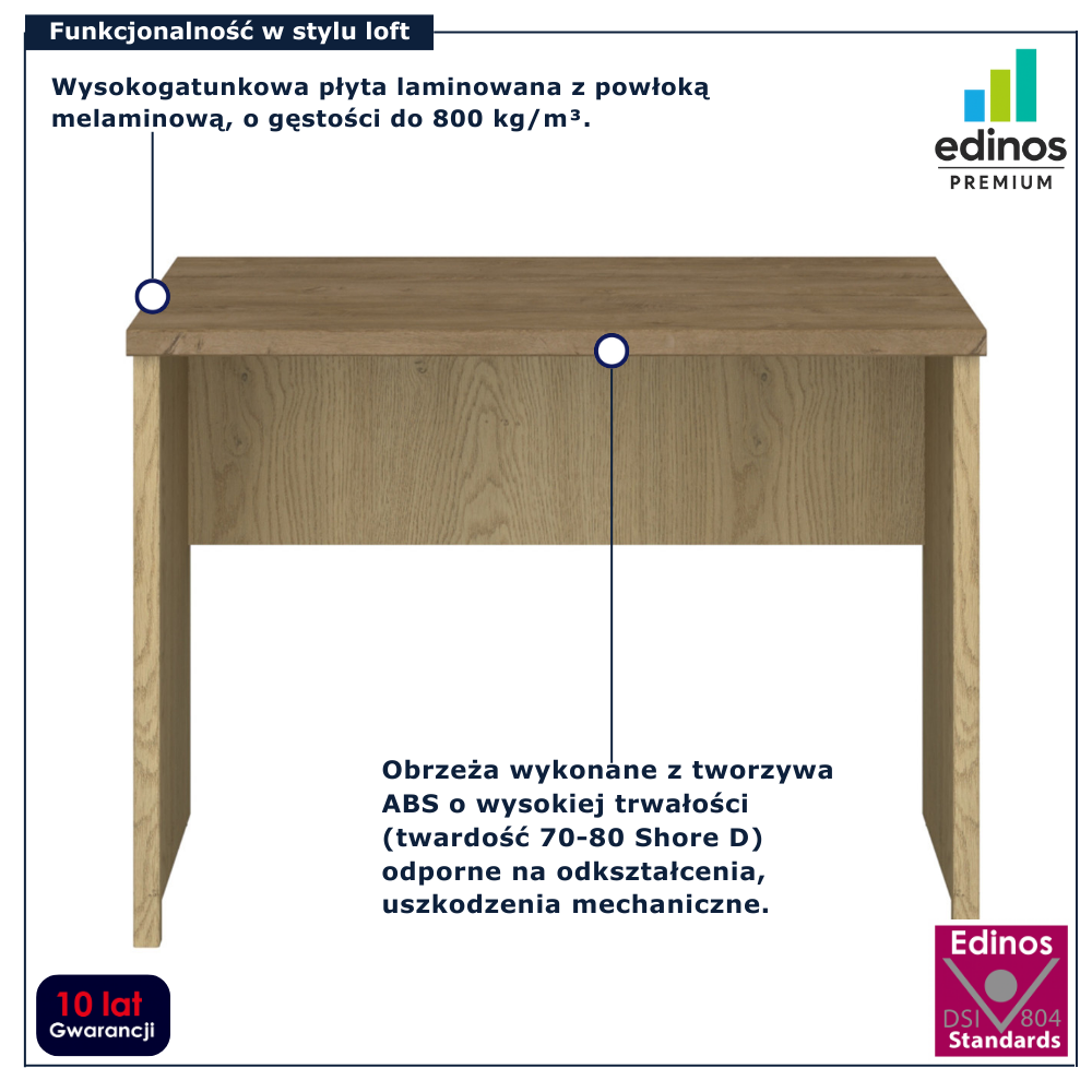 Młodzieżowe biurko pod laptopa Sevisso 6X dąb cremona + dąb lefkas