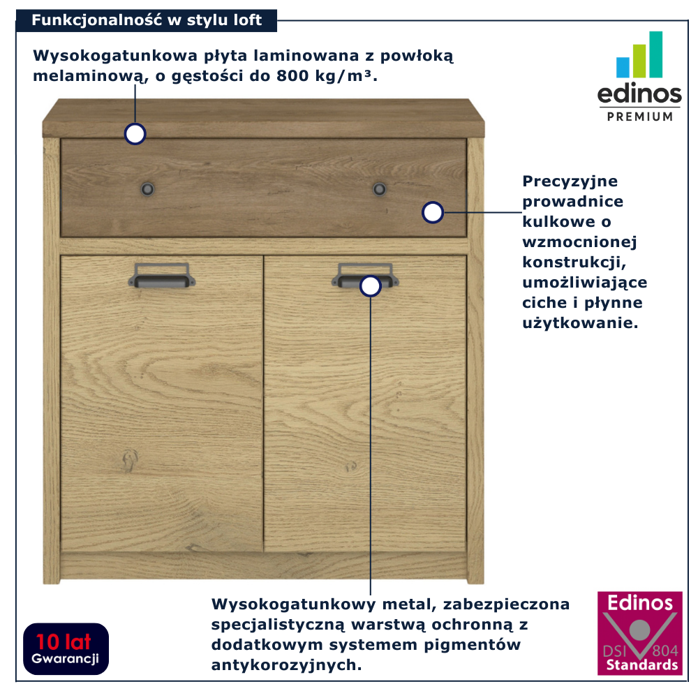 Komoda z barkiem Sevisso 14X dąb cremona + dąb lefkas