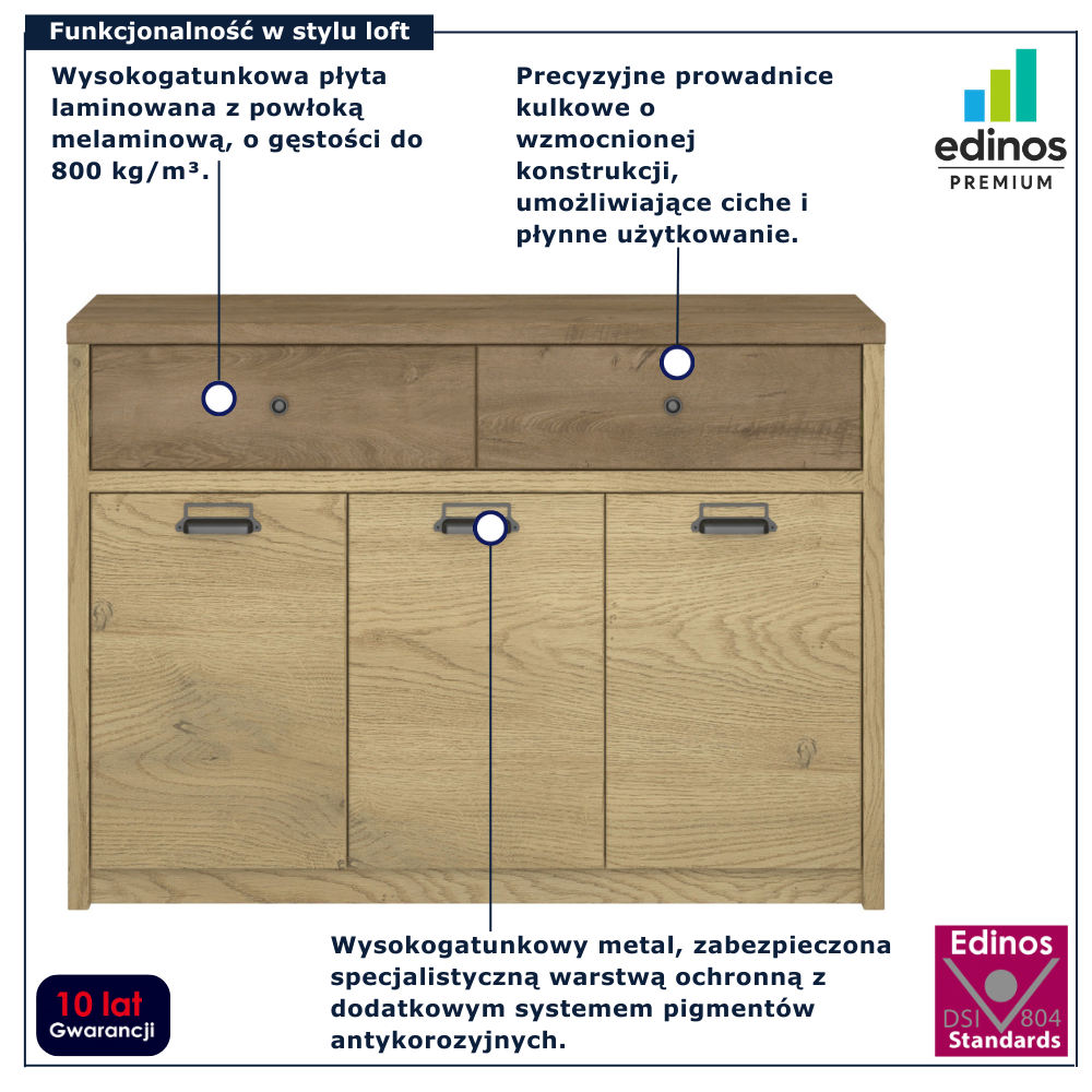 Duża komoda na ubrania Sevisso 15X dąb cremona + dąb lefkas