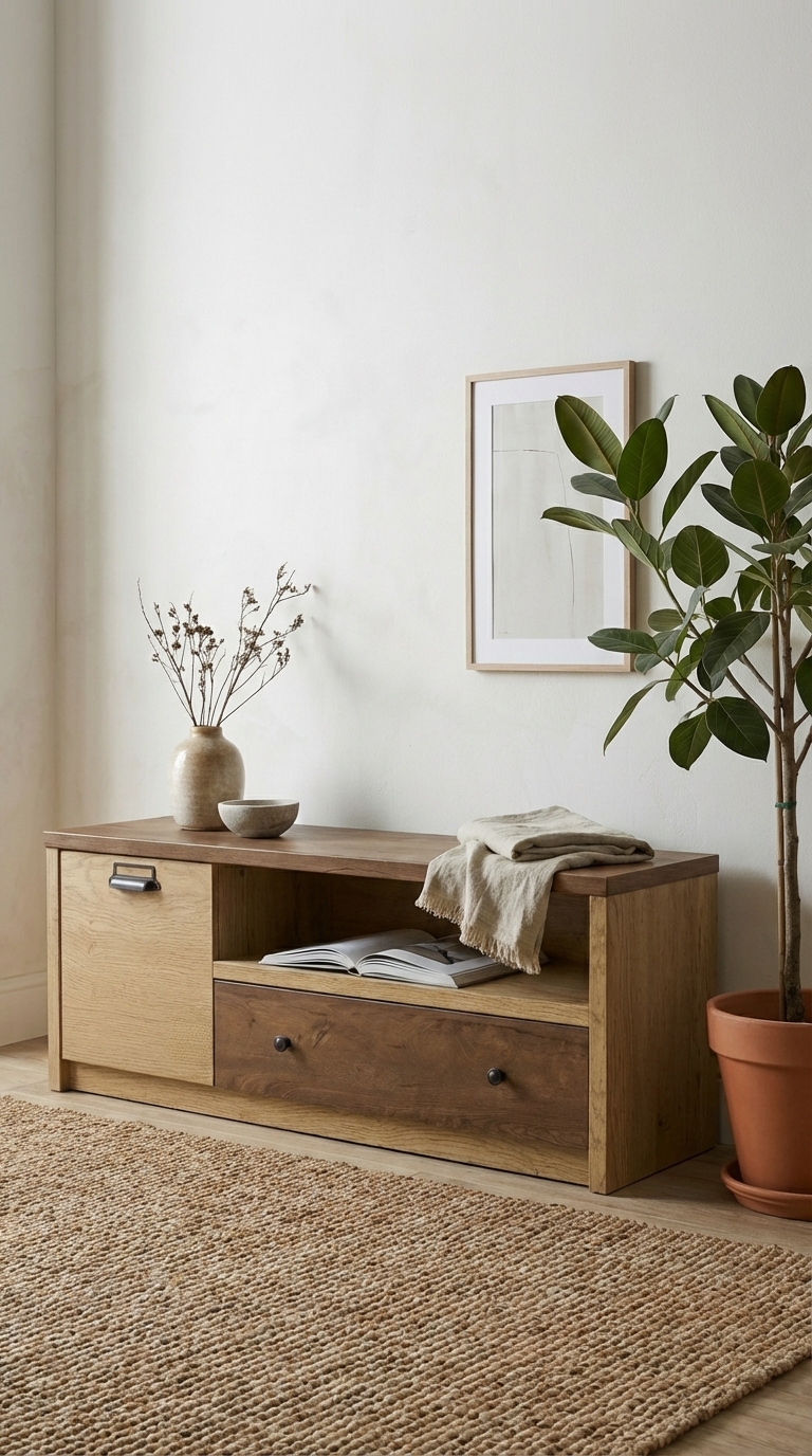 Przykładowa aranżacja z szafką RTV Sevisso 17X dąb cremona + dąb lefkas