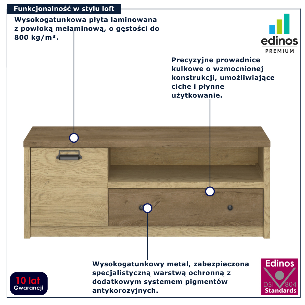 Szafka loft pod telewizor Sevisso 17X dąb cremona + dąb lefkas