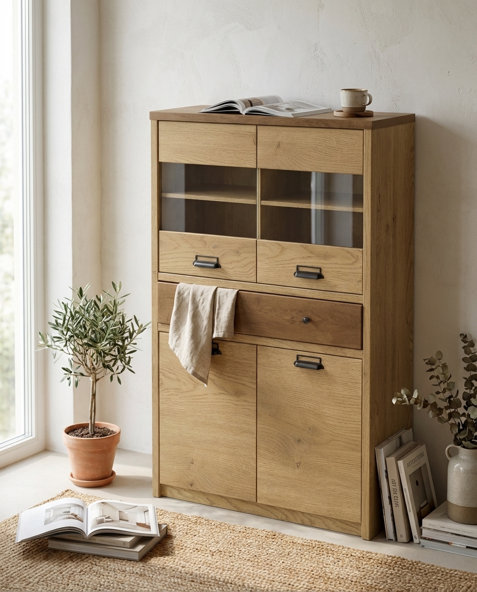 Wnętrze z witryną Sevisso 19X dąb cremona + dąb lefkas