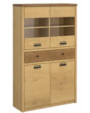 Niska witryna do salonu loft dąb cremona + dąb lefkas - Sevisso 19X w sklepie Edinos.pl