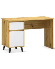Skandynawskie biurko z szafką dąb artisan + biały - Bilgo 8X w sklepie Edinos.pl