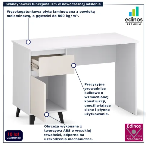 Skandynawskie biurko pod laptopa biały + kaszmir Bilgo 8X