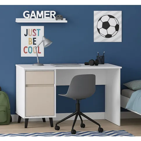 Pokój młodzieżówy z wylkorzystaniem biurka Bilgo 8X biały + kaszmir