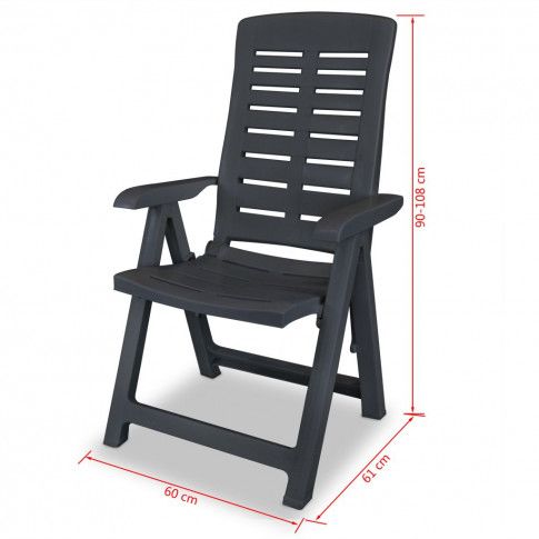 Wymiary zestawu szarych krzeseł ogrodowych Elexio 2Q