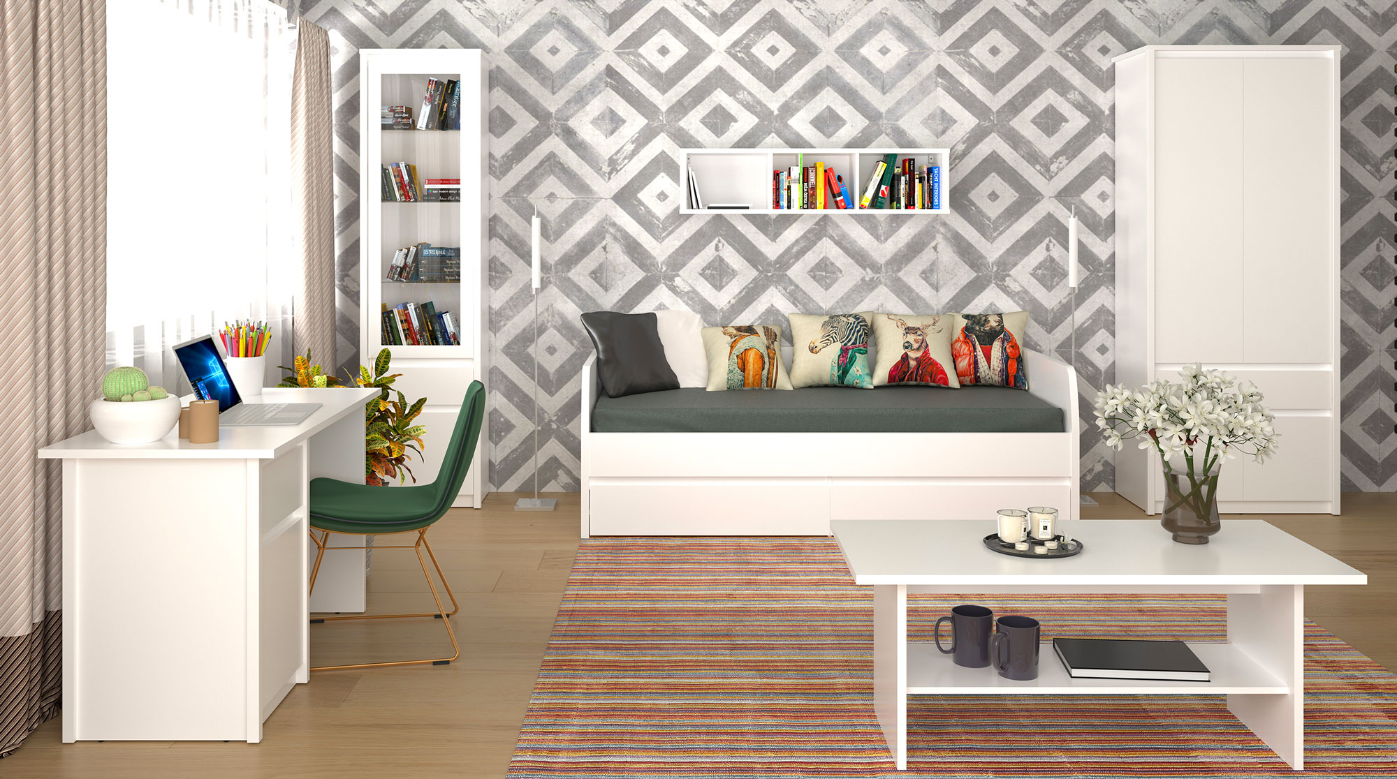 Pokój młodzieżowy z wykorzystaniem mebli z kolekcji Sierra biała