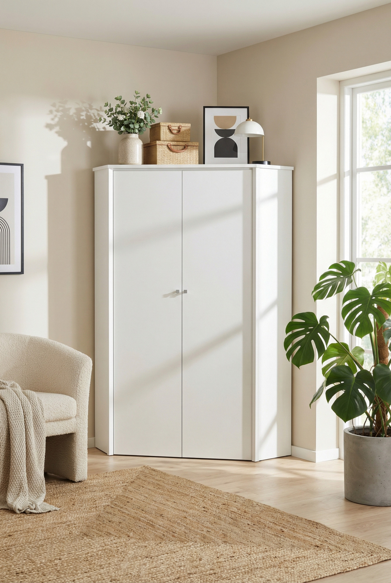 Aranżacja z wykorzystaniem białej szafy Sierra 15X