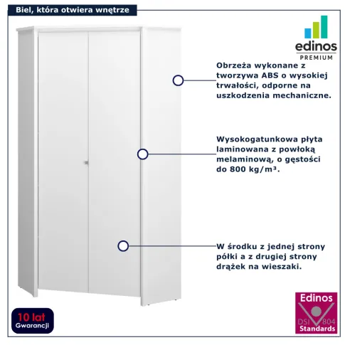 Biała skandynawska szafa do sypialni Sierra 15X