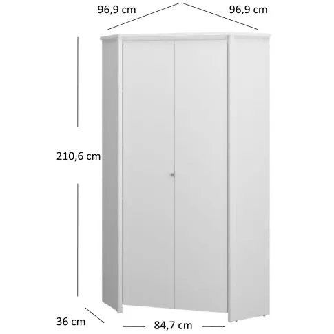 Wymiary białej szafy narożnej Sierra 15X