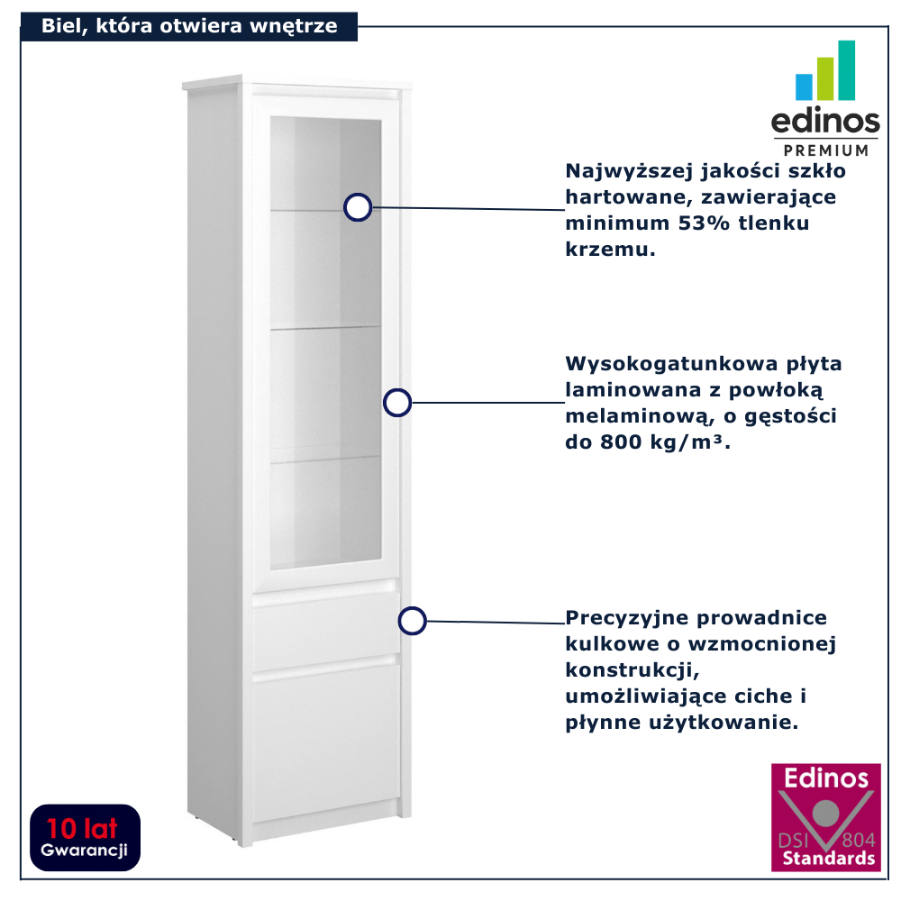 Biała wysoka witryna w stylu skandynawskim Sierra 18X