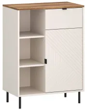 Niski regał otwarty z szafką i szufladą kaszmir + dąb castello - Milox 17X w sklepie Edinos.pl
