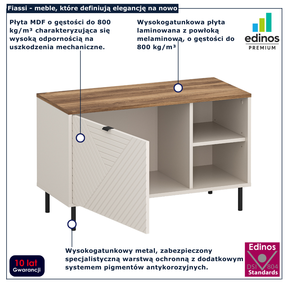 Ryflowana szafka na buty Milox 20X kaszmir + dąb castello