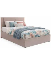 Beżowe łóżko tapicerowane z podnoszonym stelażem - Envilo 17X w sklepie Edinos.pl