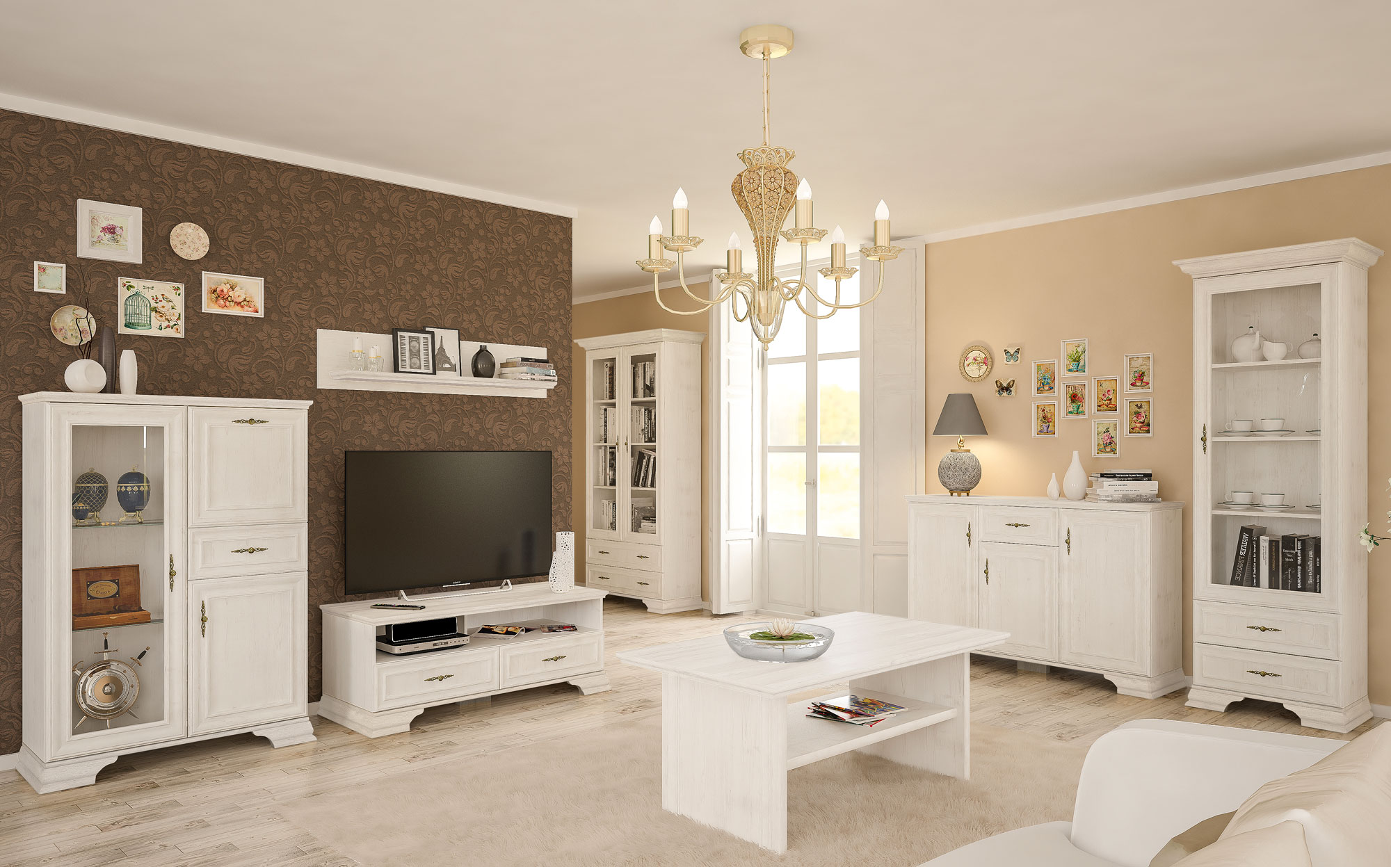 Salon z wykorzystaniem mebli z kolekcji Fiorino sosna anderson