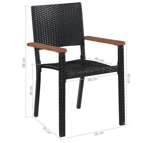 Wymiary zestawu polirattanowych krzeseł ogrodowych Conat