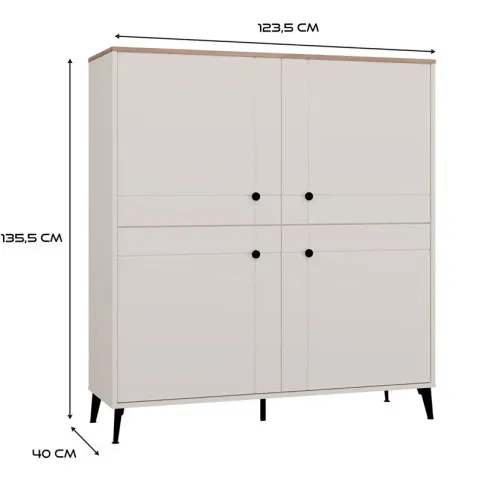 wymiary kaszmirowej komody na nóżkach Gazdos 3X